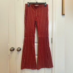 Ella Moss Burgundy Striped Flare Pants